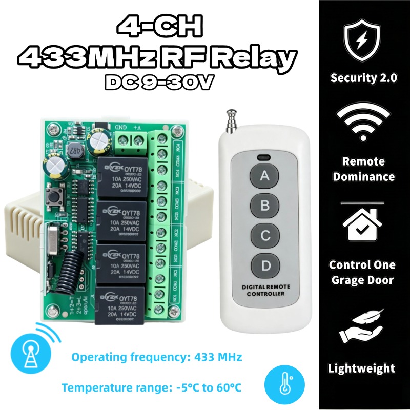 Relay Module 4 Channel - Universal Wireless Remote Control Switch DC