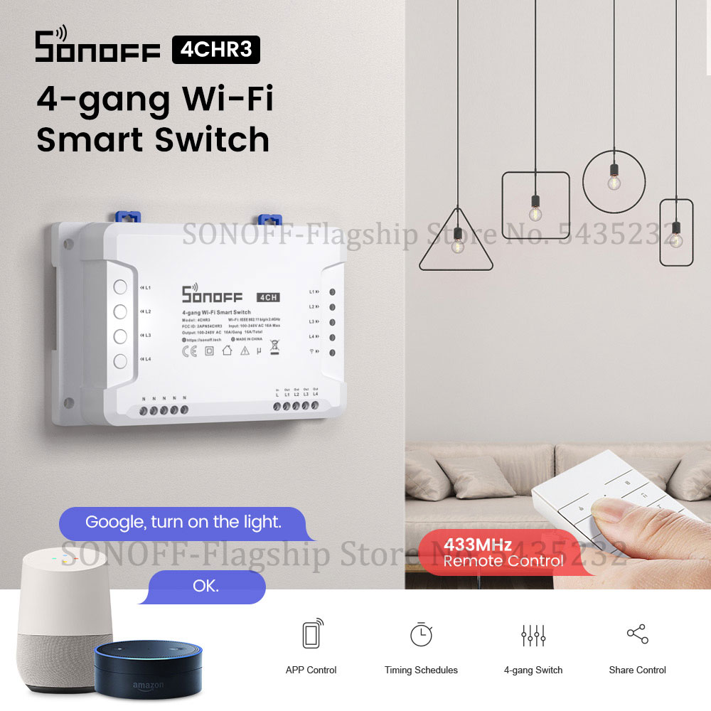 Itead SONOFF 4CH R3 Wifi Wirel - огляд і ціна Relay Module 4 Channel