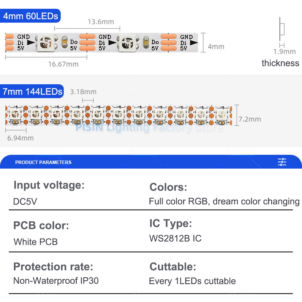 4mm Narrow Width WS2812B RGB L - огляд і ціна Ws2812B Strip 5V