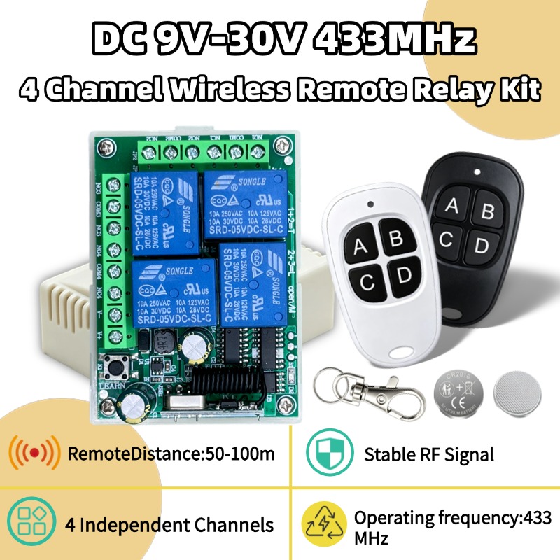 433MHz Universal Wireless Remo - огляд і ціна Relay Module 4 Channel