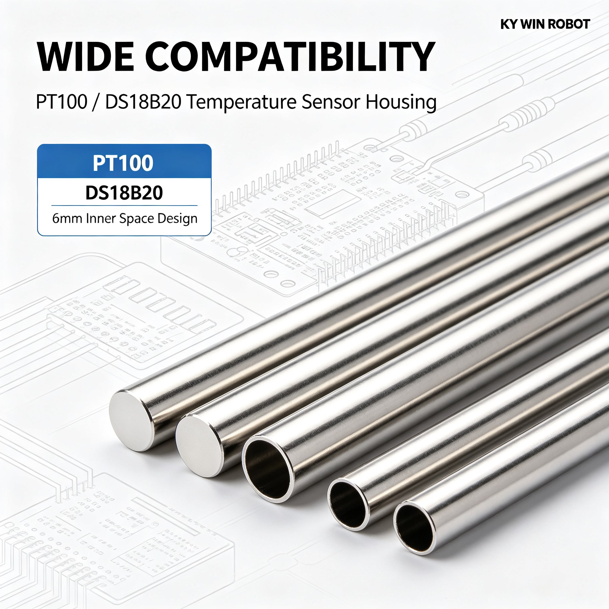 10Pcs 6*50mm Stainless Steel B - огляд і ціна Ds18B20